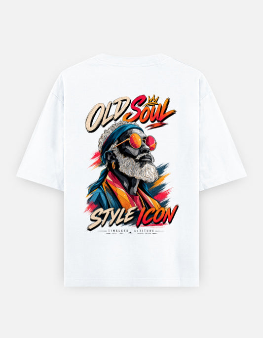 Old Soul oversized T-shirt featuring vintage Style artwork by Sacred Threads